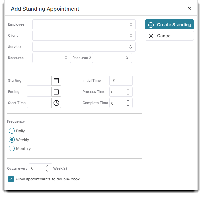 Standing Appointments